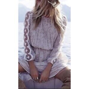 Free People Womens Floral Charlotte Midi Dress in Alabaster Size Small Petite